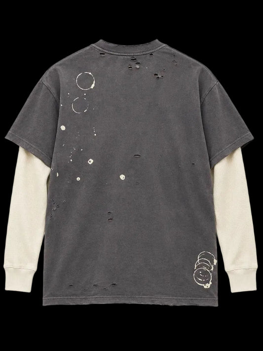 SATOSHI NAKAMOTO LUKES THERMAL BLEACHED LONG SLEEVE (GREY)