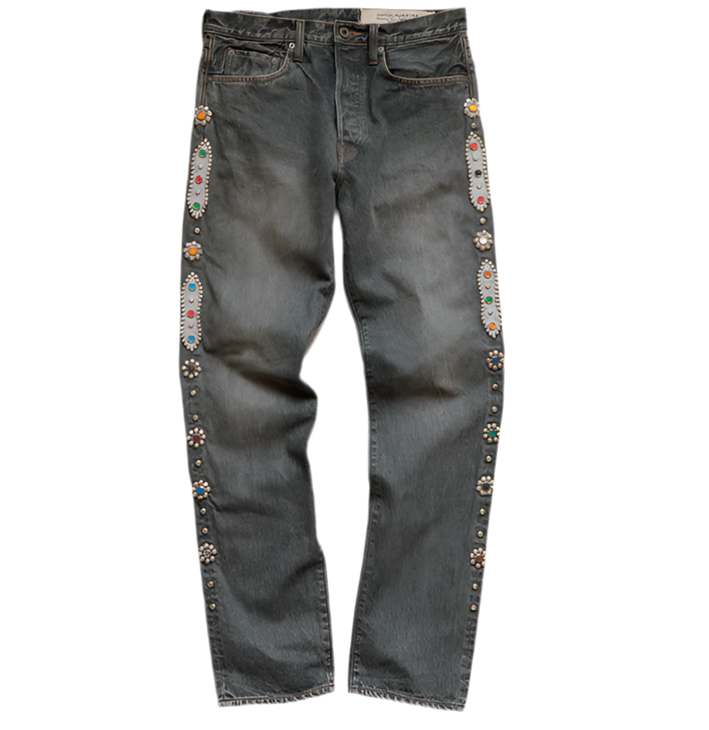 KAPITAL MONKEY CISCO RHINESTONE DENIM JEANS