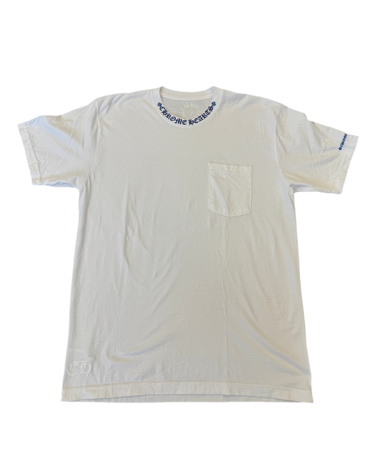 CHROME HEARTS BLUE NECK LOGO SHIRT (WHT)