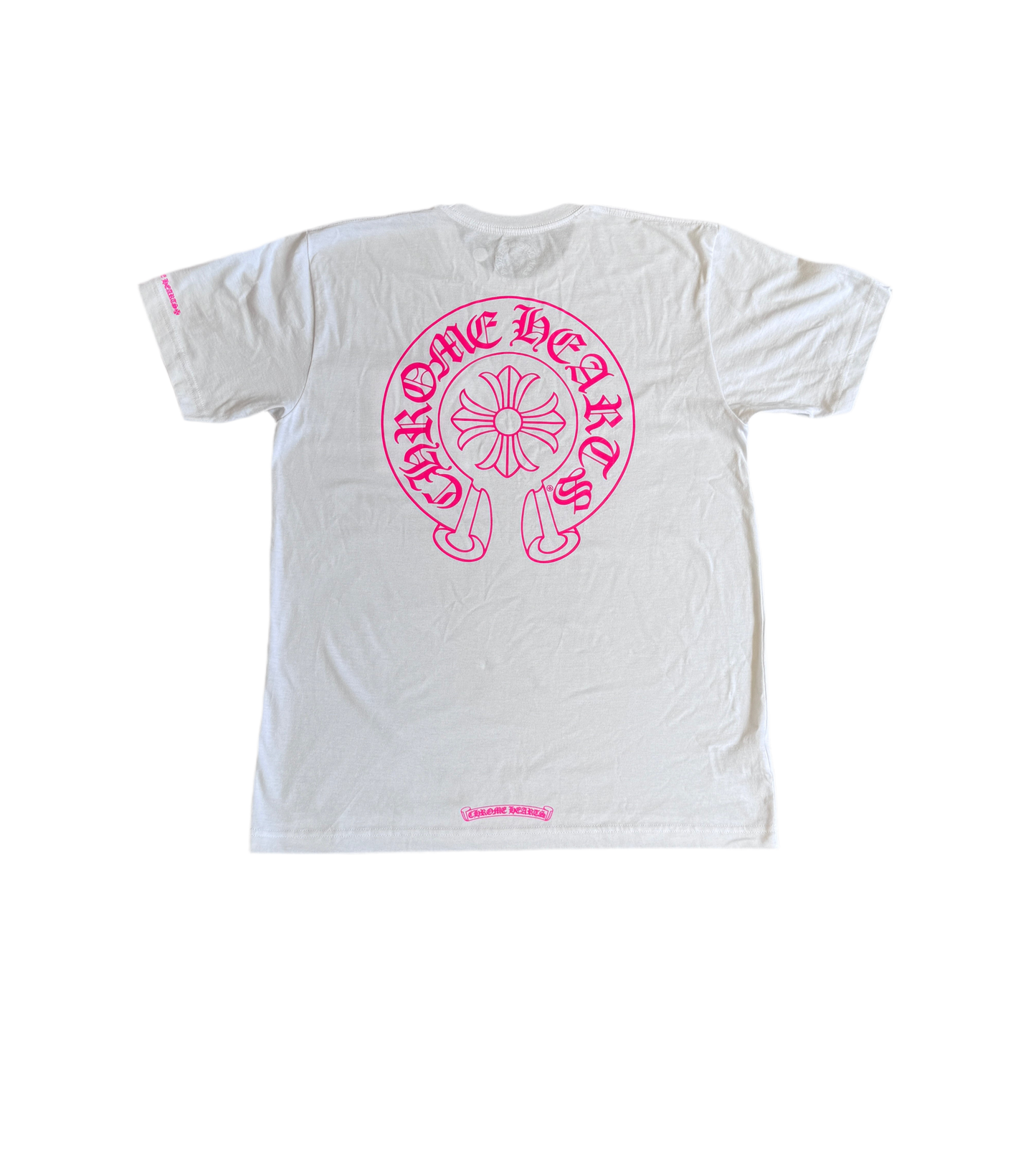CHROME HEARTS PINK HORSESHOE SHORTSLEEVE TEE (WHITE)