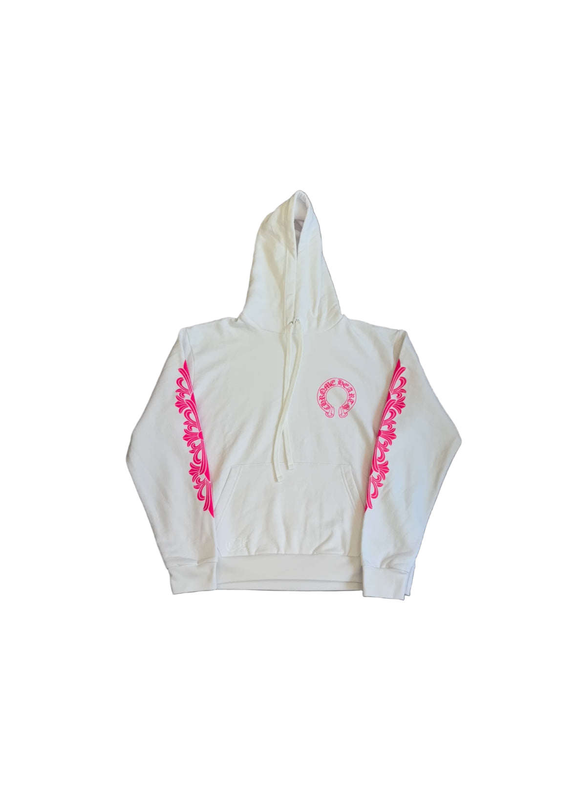 CHROME HEARTS WHITE PINK FLORAL HORSESHOE HOODIE