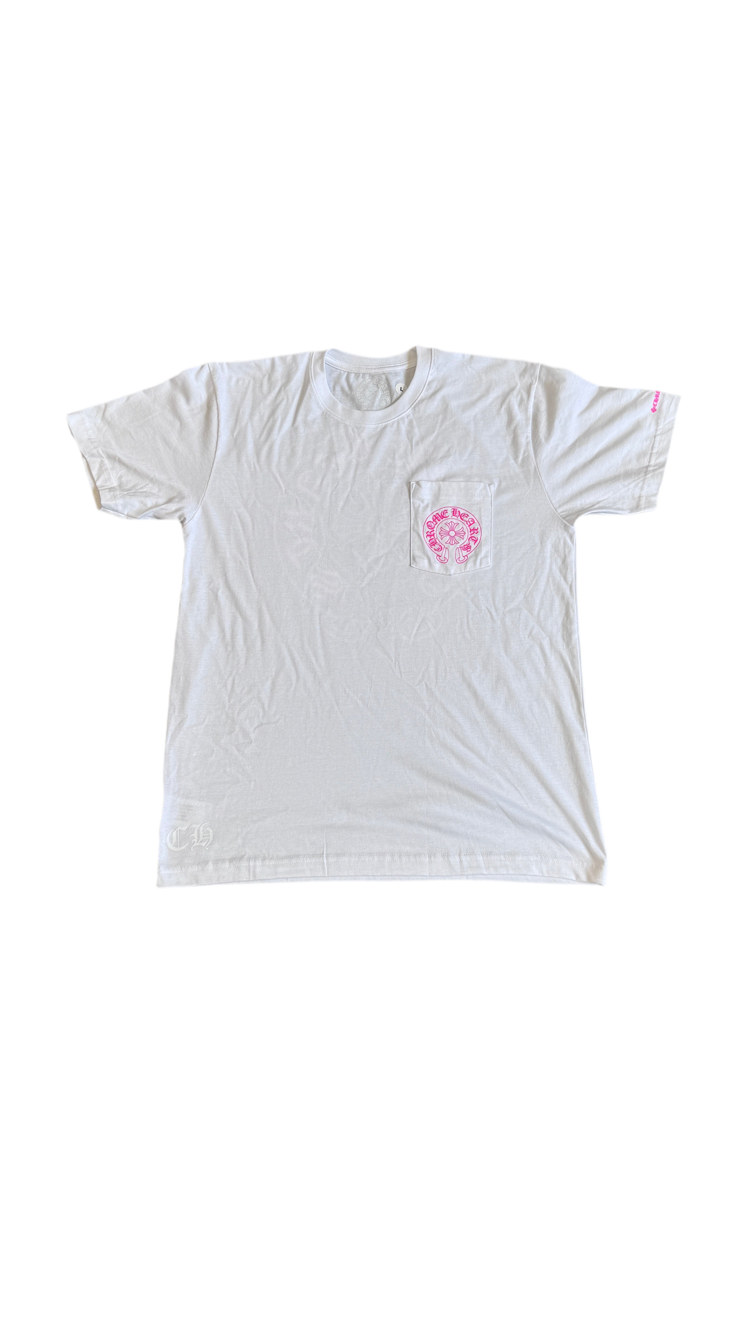 CHROME HEARTS PINK HORSESHOE SHORTSLEEVE TEE (WHITE)