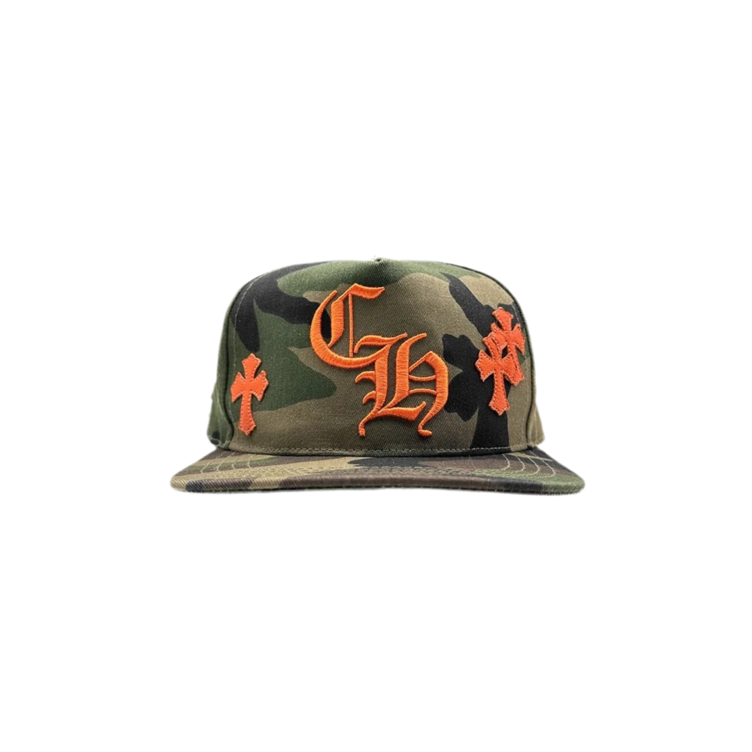 CHROME HEARTS CAMO ORANGE CH CROSS PATCH HAT