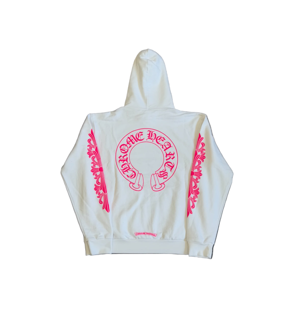 CHROME HEARTS WHITE PINK FLORAL HORSESHOE HOODIE