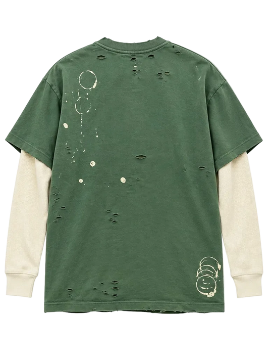SATOSHI NAKAMOTO LUKES THERMAL BLEACHED LONG SLEEVE (GREEN)