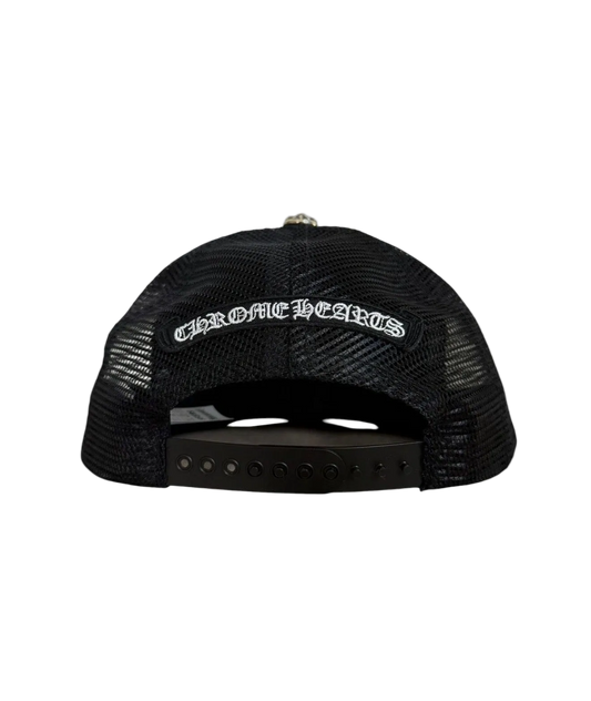 CHROME HEARTS BLACK CALF HAIR CEMETERY CROSS PATCH HAT
