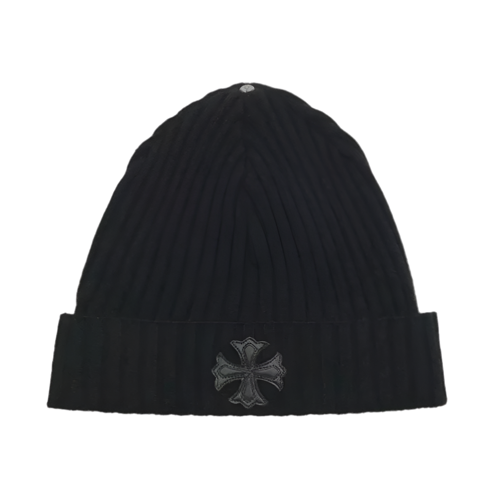 CHROME HEARTS LEATHER PLUS PATCH CASHMERE BEANIE