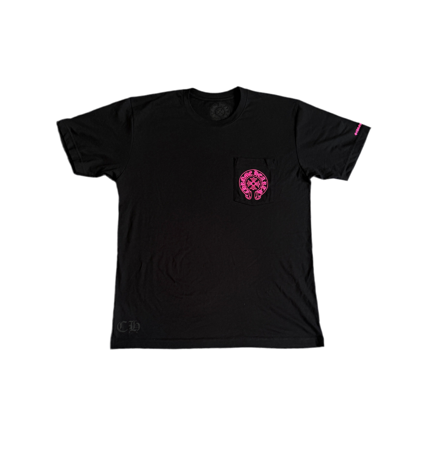 CHROME HEARTS PINK HORSESHOE SHORTSLEEVE TEE (BLACK)