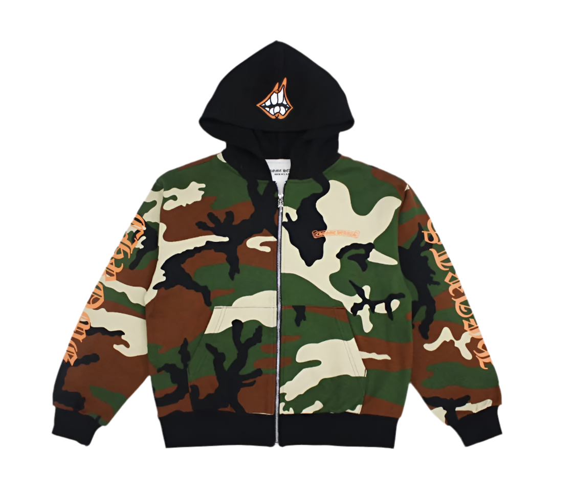 CHROME HEARTS MATTY BOY CAUTION THERMAL ZIP UP