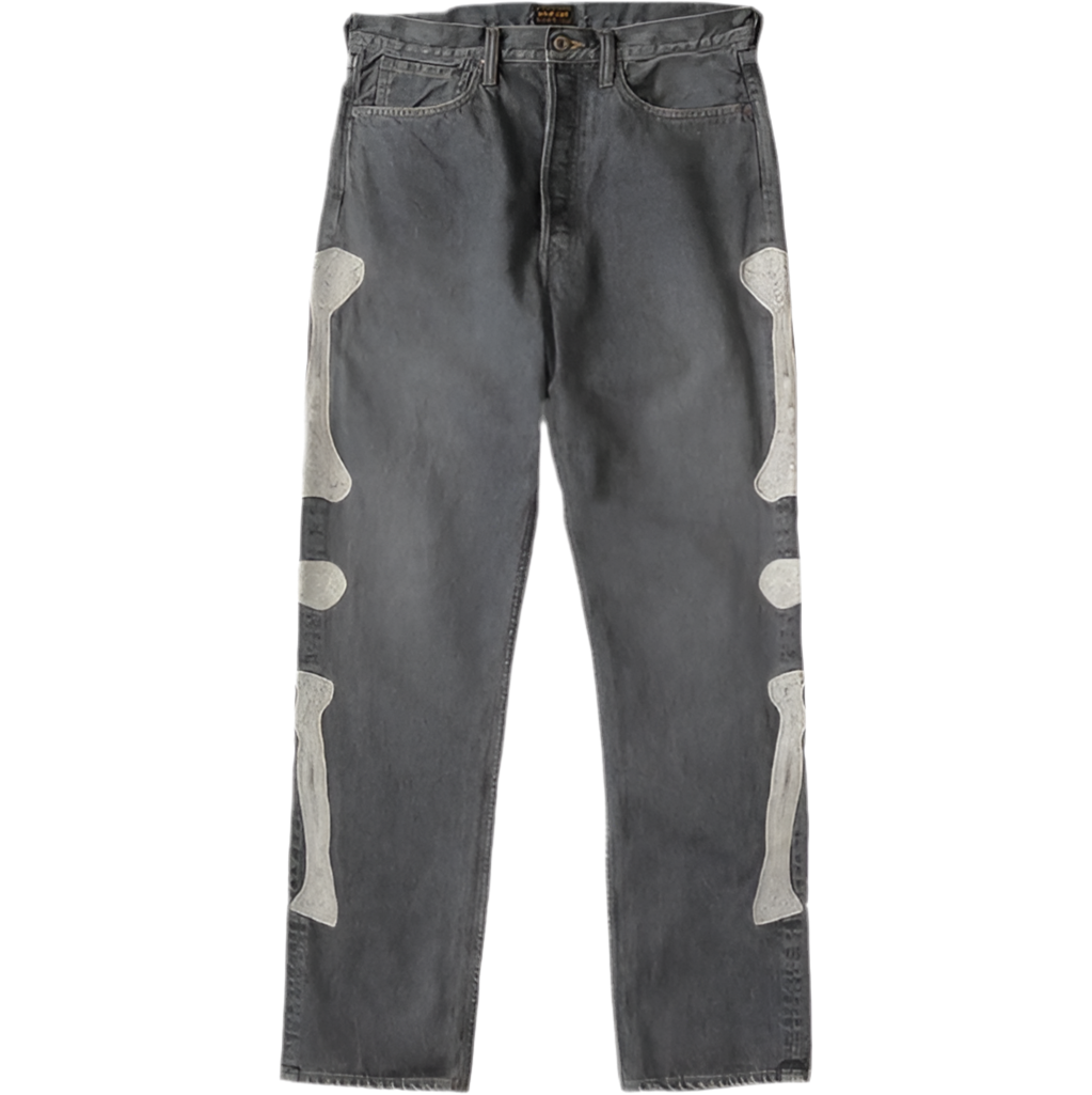 KAPITAL TUXEDO BONE DENIM JEANS