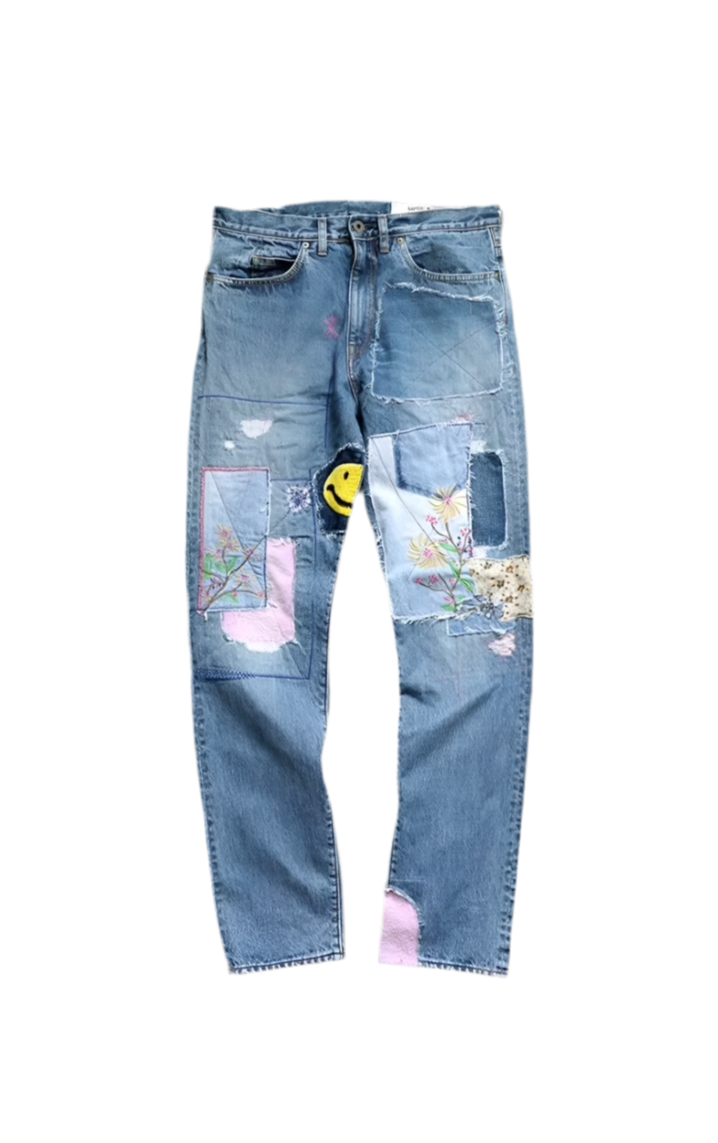 KAPITAL OKABILLY DENIM JEANS SMILEY PATCHWORK