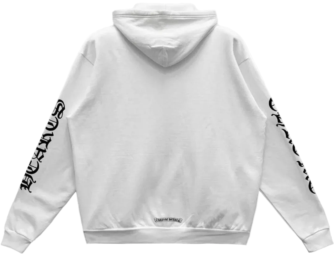 CHROME HEARTS VERTICAL LOGO ZIP-UP HOODIE WHITE