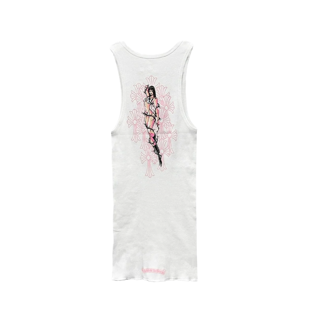CHROME HEARTS DEADLY DOLL TANK TOP DRESS WHITE