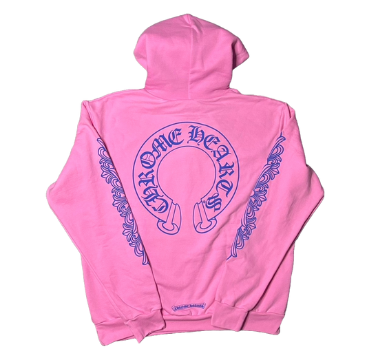 CHROME HEARTS PINK FLORAL HORSESHOE HOODIE