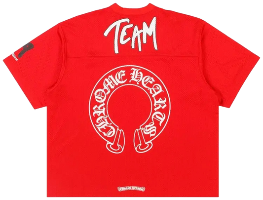 CHROME HEARTS RED MATTY BOY 'FORM' RED SHORT SLEEVE MESH JERSEY
