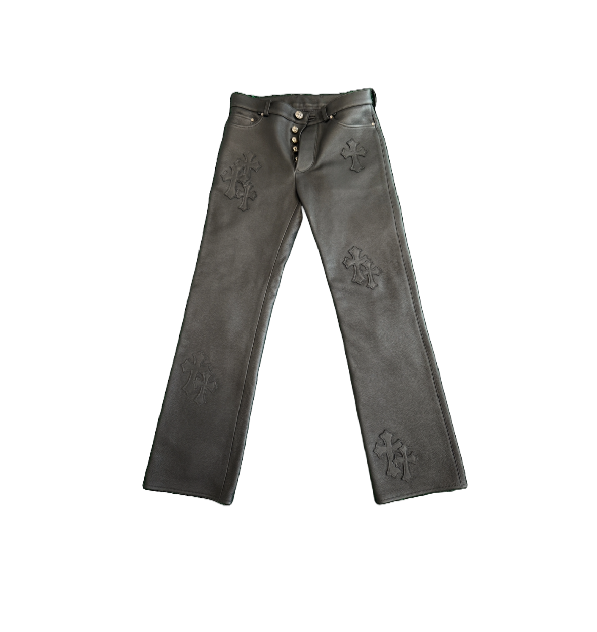 CHROME HEARTS ALL LEATHER CROSS PATCH PANTS
