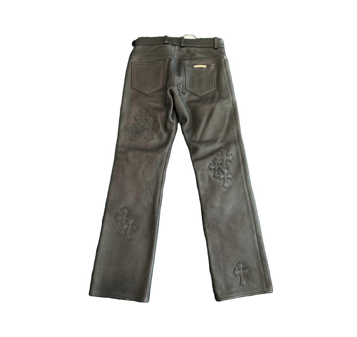 CHROME HEARTS ALL LEATHER CROSS PATCH PANTS