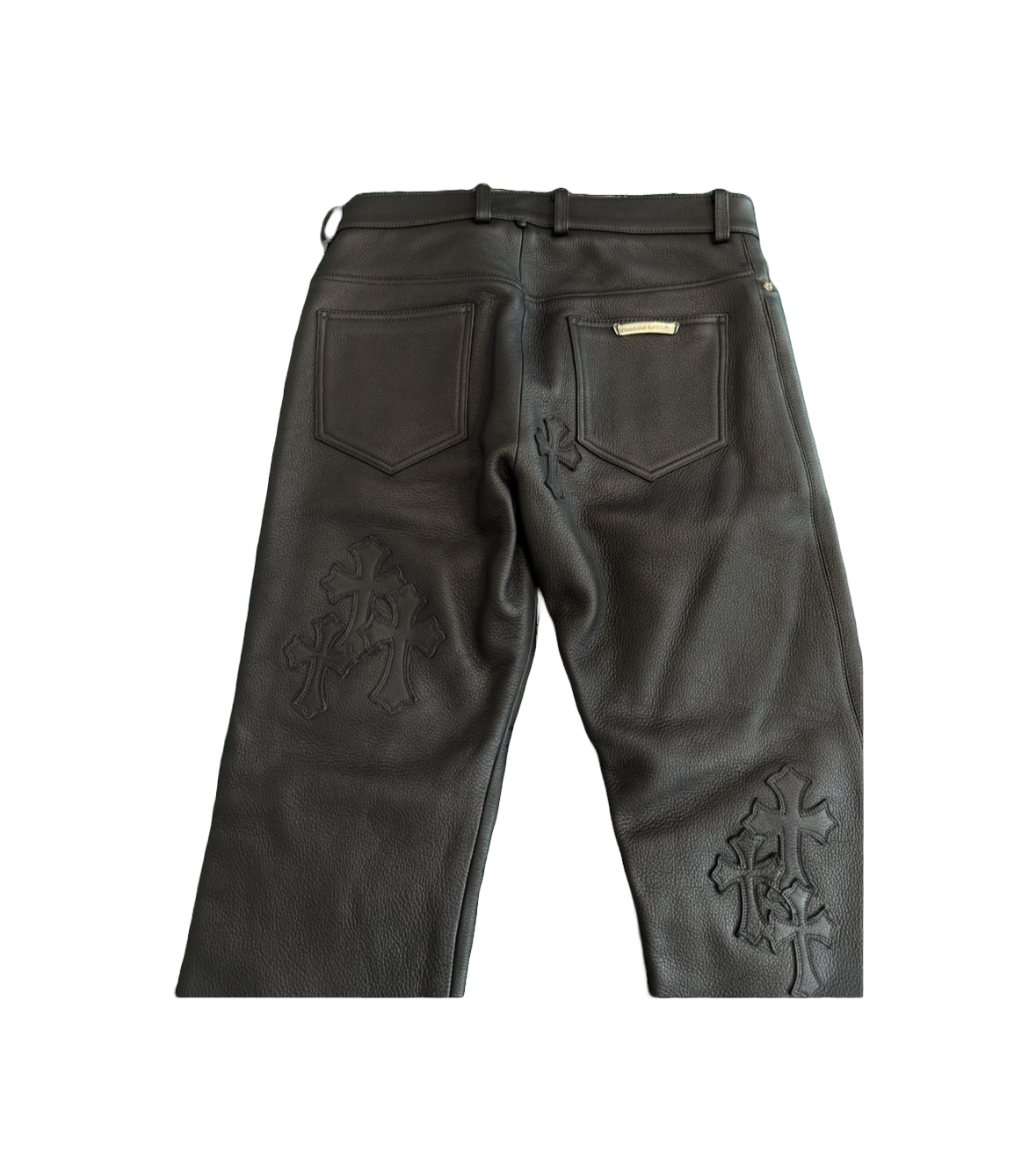 CHROME HEARTS ALL LEATHER CROSS PATCH PANTS