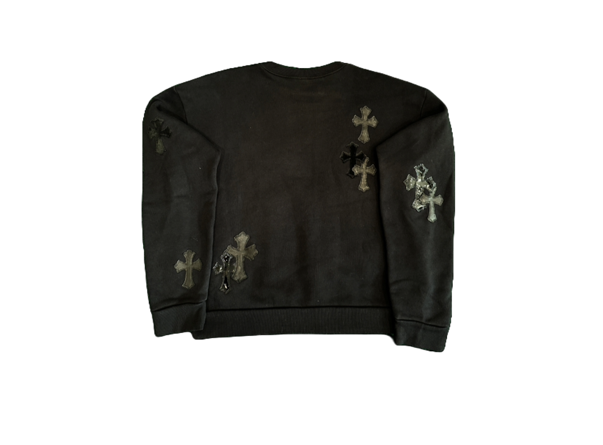 (U) CHROME HEARTS TRI-CROSS PATCH CREWNECK