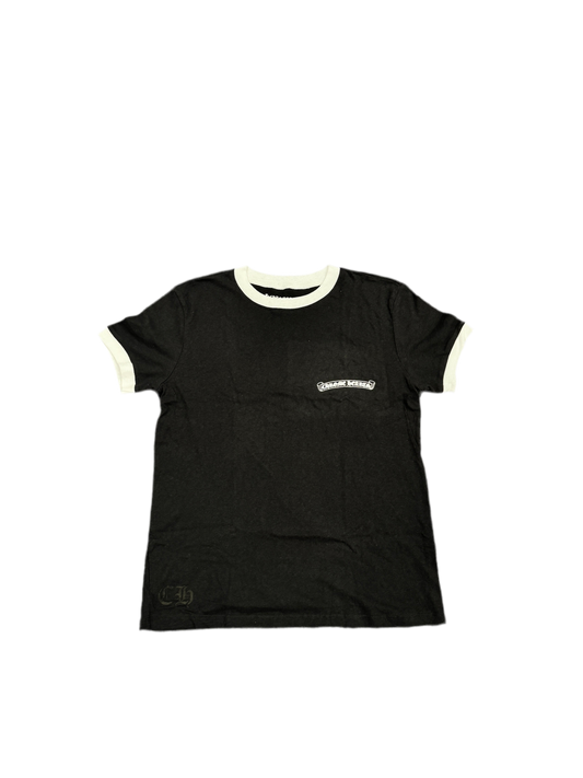 CHROME HEARTS WOMENS BLACK/WHITE HORSESHOE CROP TEE