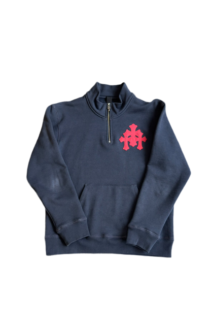 (U) CHROME HEARTS PAPERJAM QUARTER ZIP (NAVY/RED)