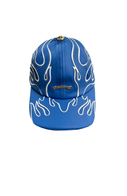 CHROME HEARTS BLUE LEATHER FLAMES DAD HAT