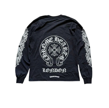 CHROME HEARTS LONDON FLORAL HORSESHOE LONG SLEEVE (BLACK)