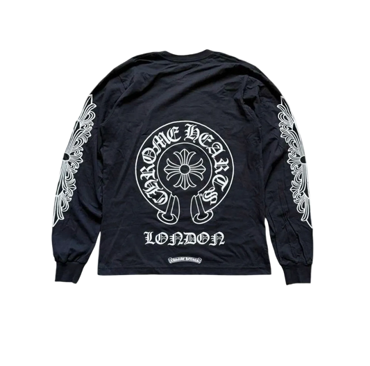 CHROME HEARTS LONDON FLORAL HORSESHOE LONG SLEEVE (BLACK)