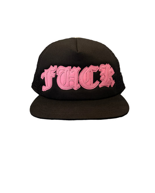 CHROME HEARTS LEATHER PATCH FUCK TRUCKER (PINK)