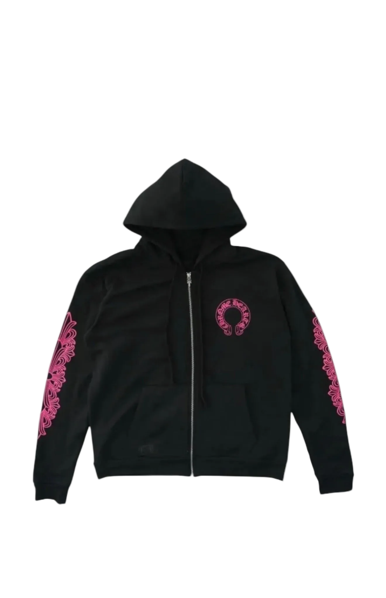 CHROME HEARTS HYPER PINK FLORAL HORSESHOE ZIP UP