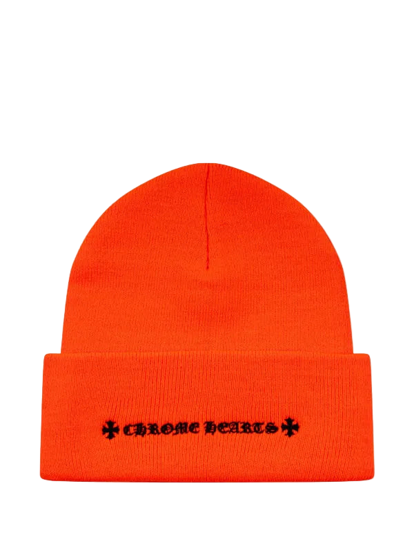 CHROME HEARTS CH LOGO BLACK ORANGE BEANIE