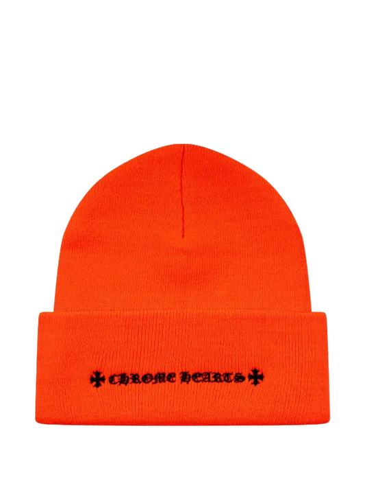 CHROME HEARTS CH LOGO BLACK ORANGE BEANIE
