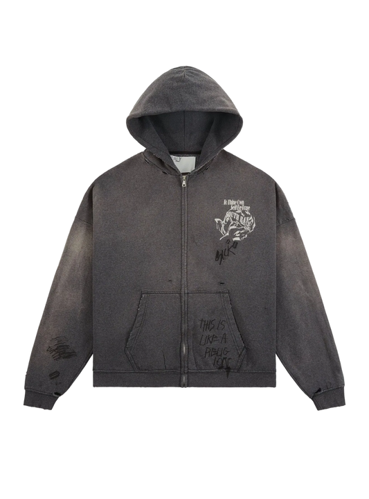PALY HOLLYWOOD CARRYING THE MESSAGE ZIP UP HOODIE (DARK)