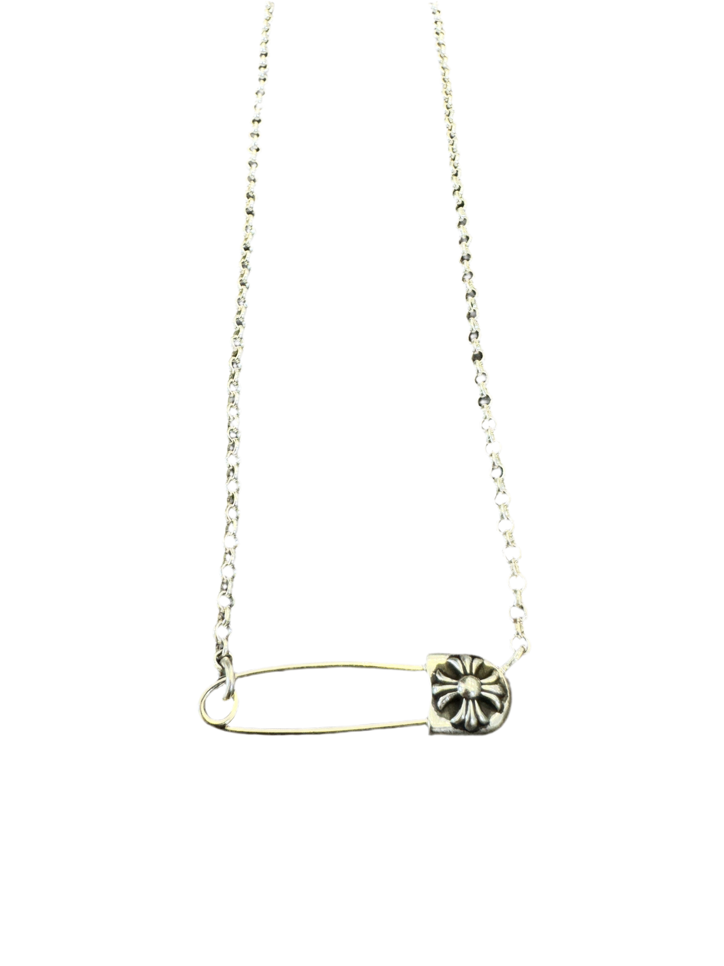 CHROME HEARTS 18 IN SAFETY PIN NECKLACE