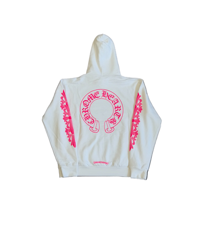 CHROME HEARTS WHITE PINK FLORAL HORSESHOE HOODIE