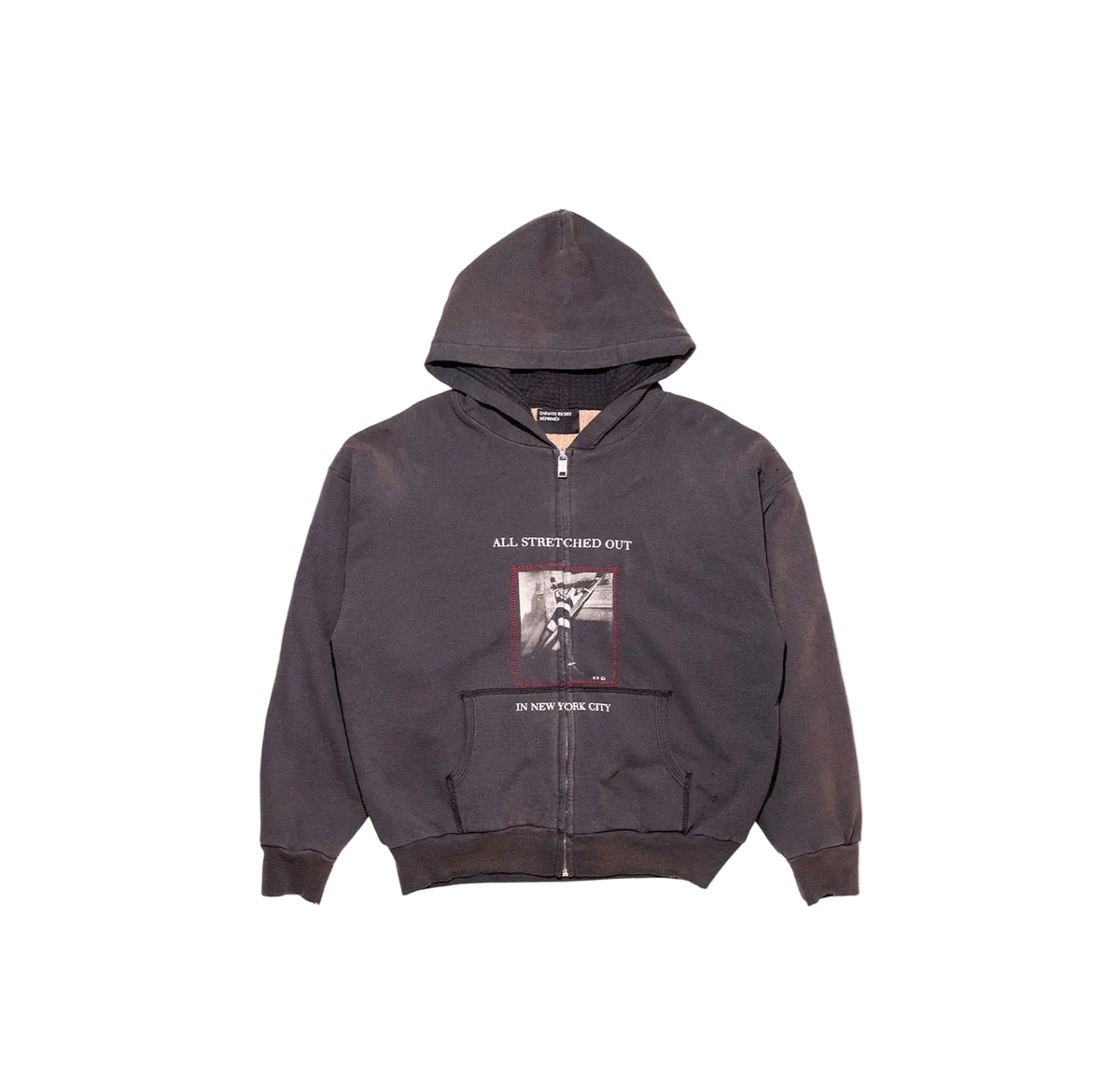 ENFANTS RICHES DEPRIMES STRETCHED OUT THERMAL LINED ZIP UP HOODIE
