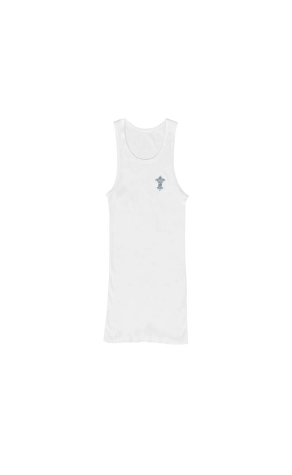 CHROME HEARTS CRYSTAL FLEUR PATCH TANK TOP (WHITE)