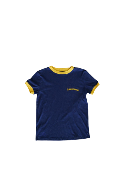 CHROME HEARTS WOMENS NAVY/YELLOW HORSESHOE CROP TEE