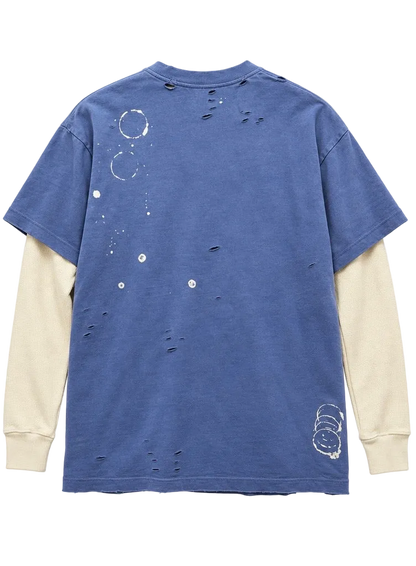 SATOSHI NAKAMOTO LUKES THERMAL BLEACHED LONG SLEEVE (BLUE)