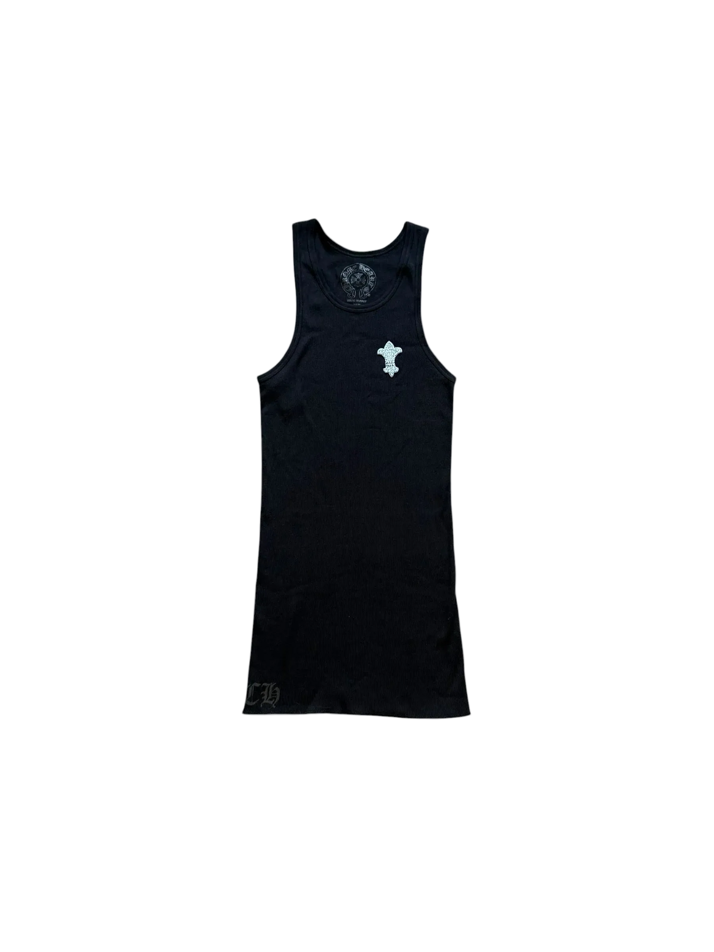 CHROME HEARTS CRYSTAL FLEUR PATCH TANK TOP (BLACK)