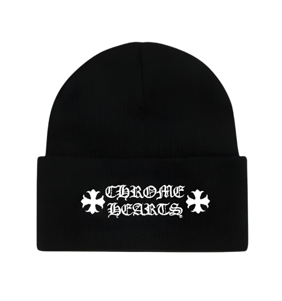 CHROME HEARTS SPELLOUT LOGO BEANIE BLACK