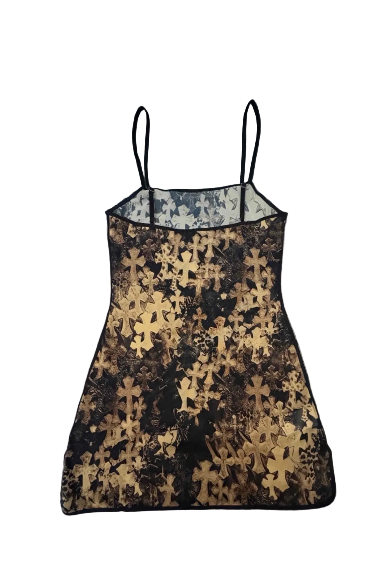 CHROME HEARTS FLOODED CROSS MESH MINI DRESS