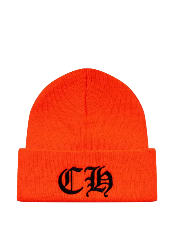 CHROME HEARTS CH LOGO BLACK ORANGE BEANIE