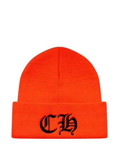 CHROME HEARTS CH LOGO BLACK ORANGE BEANIE