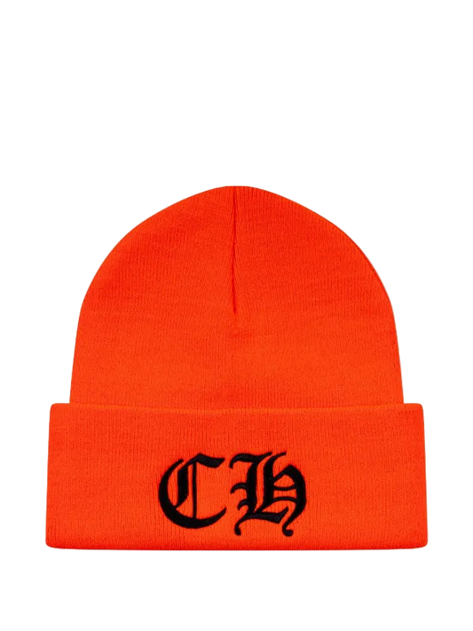 CHROME HEARTS CH LOGO BLACK ORANGE BEANIE