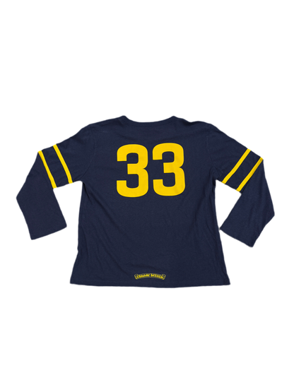 CHROME HEARTS WOMENS NAVY/YELLOW 33 CROP JERSEY
