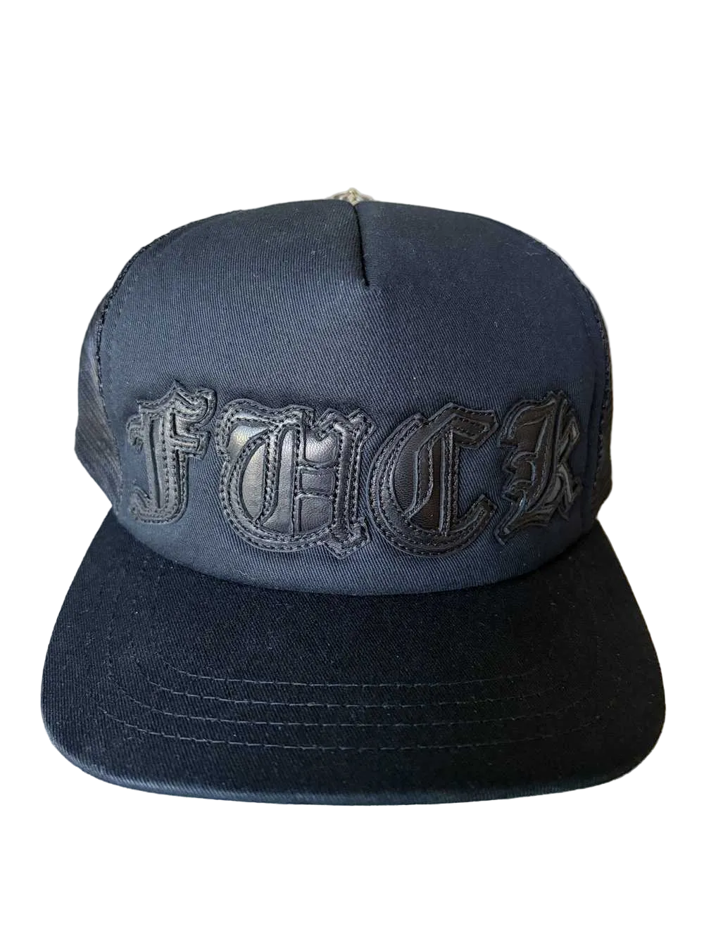 CHROME HEARTS LEATHER PATCH FUCK TRUCKER (BLACK)
