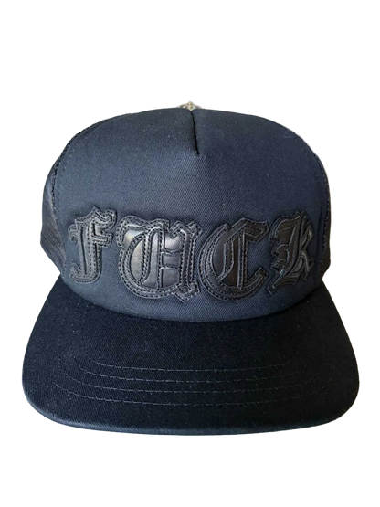 CHROME HEARTS LEATHER PATCH FUCK TRUCKER (BLACK)
