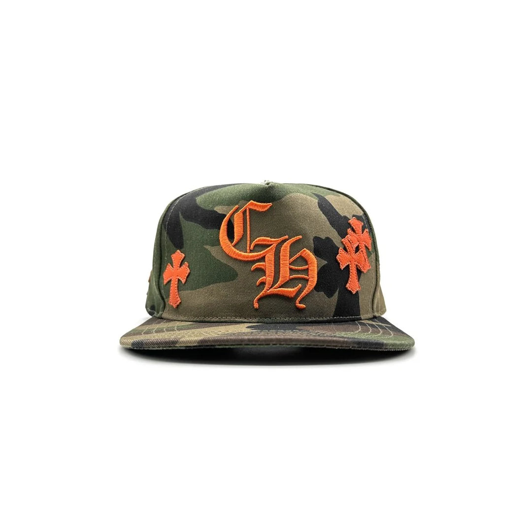 CHROME HEARTS CAMO ORANGE CH CROSS PATCH HAT