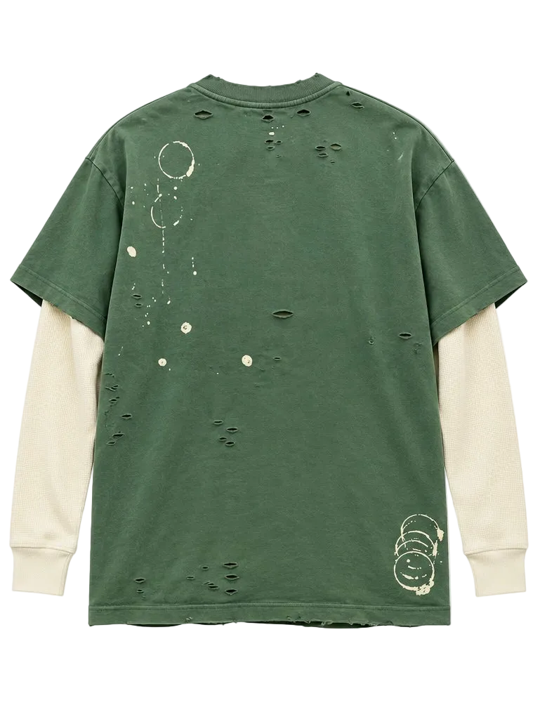 SATOSHI NAKAMOTO LUKES THERMAL BLEACHED LONG SLEEVE (GREEN)